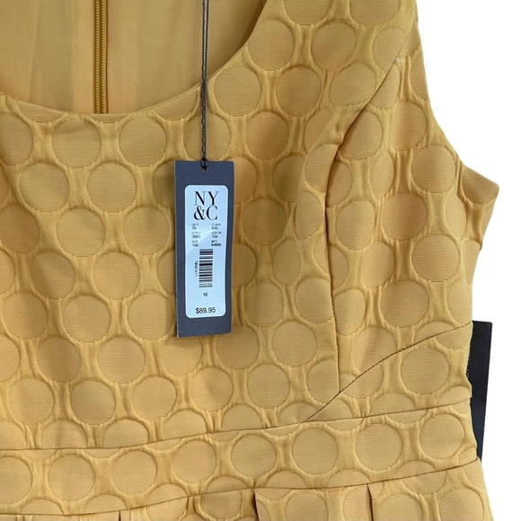 EVA MENDES Mustard Yellow Sleeveless Flare Bottom NEW Midi Dress 16 - Picture 2 of 8